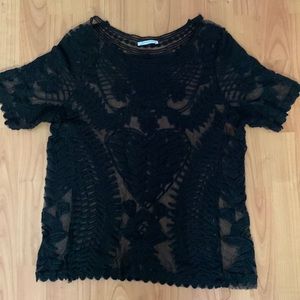 Never worn Pristine sheer lace blouse fits Sz Small